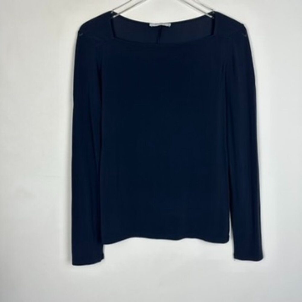MM. LAFLEUR Navy Square Neck Sweetheart Long Sleeve Blouse Small